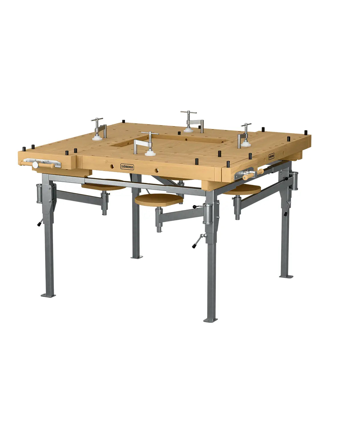 Sjöbergs EDU 1300 mit Stahlgestell 4-Werkstation, mit Hocker