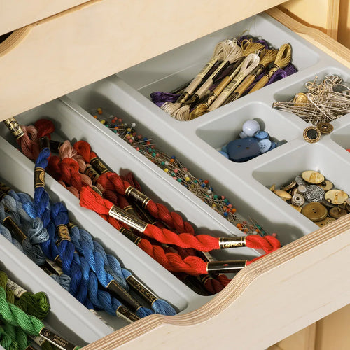 Sjöbergs Schrank 1, Glas-/Birkentür, Textilien Vorschlag